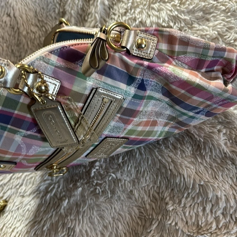 NWT  vintage Coach Daisy Madras Foldover Crossbody Bag F23541